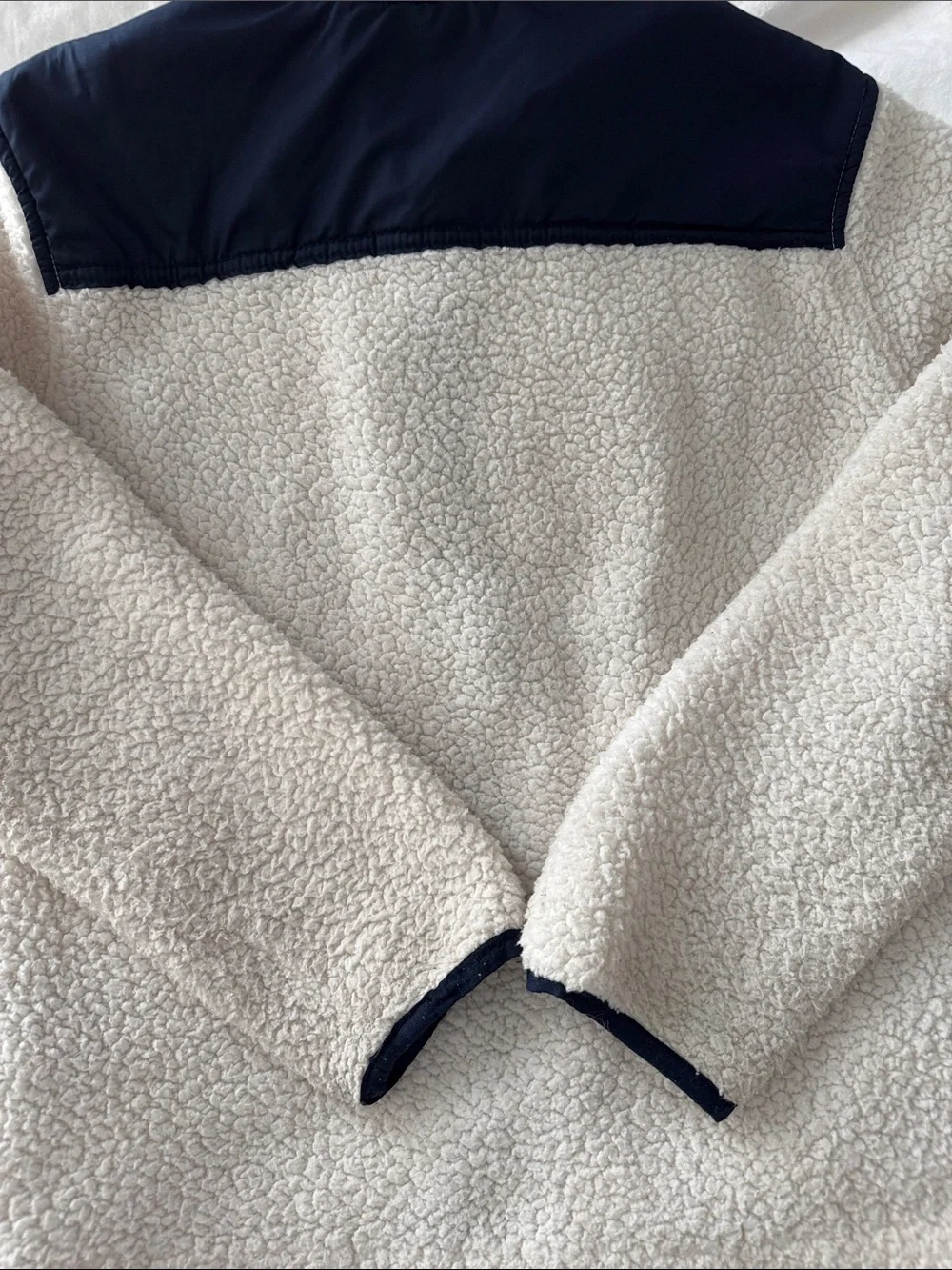 GAP Cream Sherpa Jacket with Navy Contrast Pocket